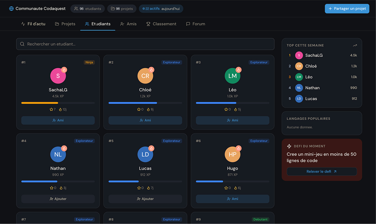 CodeQuest LMS — Communauté